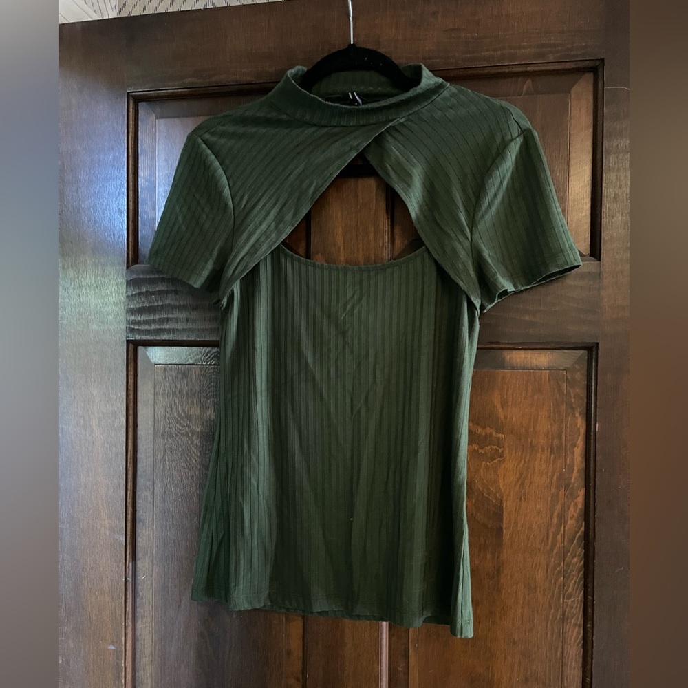 BCBG Green Cutout top
